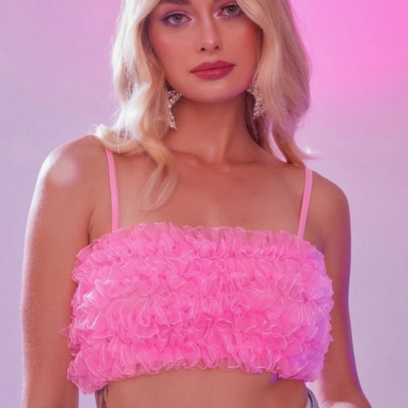 DOLLS KILL Sugar Thrillz In Your Fantasies Ruffle Tulle Crop Top - Picture 4 of 11